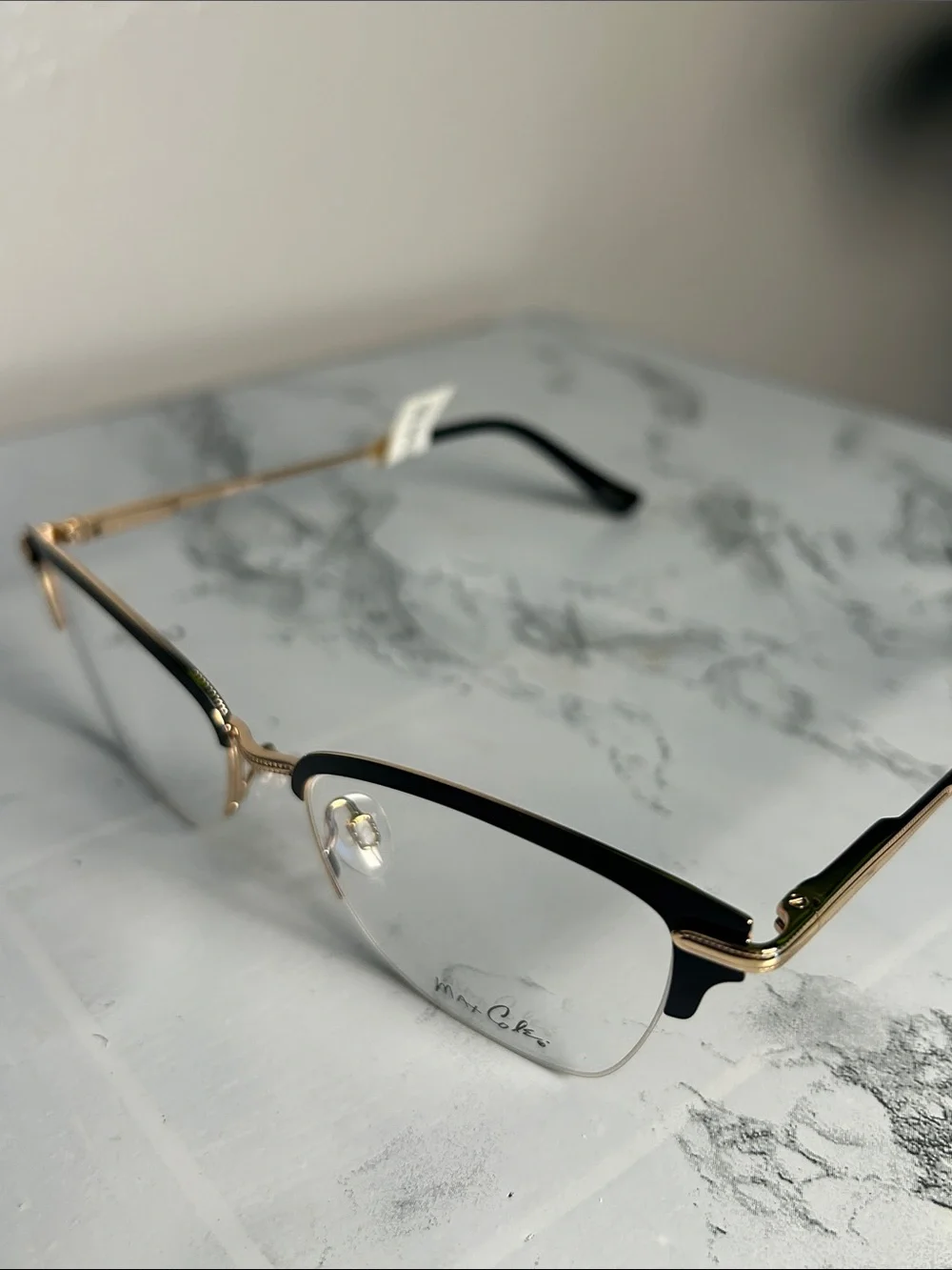 Max Cole MC1517 Women’s Semi-Rimless Eyeglass Frames Black Gold 51-17-140